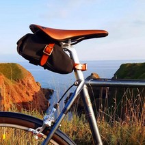 오르트립 새들백 자전거 안장가방 Tourbon 사이클링 액세서리 빈티지 자전거 안장 가방 캔버스 왁스 좌석, 한개옵션0