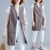 Happy Shopping 린넨조끼 린넨베스트 마조끼 여성베스트 롱베스트 로브 가디건 캐주얼조끼 베스트 RX612