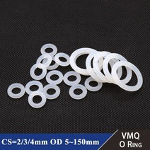 오링 내열성 식품 등급 실리콘 O링 개스킷 흰색 고무 씰 링 두께 2mm 3mm 4mm OD 5-150mm 10 개580237, OD 5mm, 10pcs, CS 2mm