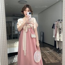 철릭 원피스 레이스 생활한복 패턴 A라인 배색 봄 쉬폰 여름 개량한복 랩스커트