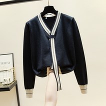 빅 사이즈 크림색 라지 브이넥 여성 니트 큰 옷 스웨터 청남 데일리 고급