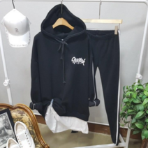 상상그이상 여성용 국내제작 내추럴 박시핏 뉴욕 테잎 레이어드 후드티셔츠 맨투맨 레깅스 세트 편안한 코디 집앞 마실룩