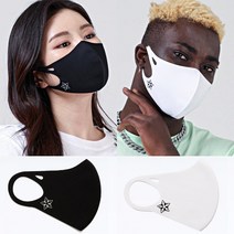 LXP579 구리나노섬유 반영구 항균 패션마스크 빨아쓰는 마스크 스타(별) 문양 프린트 버전 (베이직 라인), 블랙, M (얼굴이작은여성&16세이하청소년 권장)