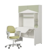 한샘 티오 그로잉데스크 홈플랩전면책상 5단 120x75cm+링고S DIY, A형-화이트/파우더핑크, C형-복숭아핑크(C)