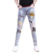 Baiwife 남자 스판 슬림 캐주얼 청바지