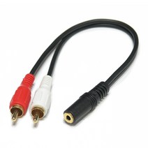 케이블마트 오디오케이블 스피커 음향 커넥터 모노 스테레오 캐논 TRS TS XLR RCA 3.5 5.5 6.3 이어폰 마이크 크기 변환 젠더 ㄱ자 꺾임 연결잭 커넥터, HA50-46 ST3.5/암-2RCA/숫