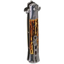 4 색 Switchblade 봄 접는 나이프 푸시 버튼 포켓 빗 오일 헤어 스타일 헤어 (모방 Cowbone), 1