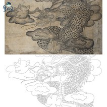 운룡도 민화 도안 본 민화그리기 본그림 공모전 취미 원데이클래스 컬러링 수업자료 민화본, 고급 닥순지, 원본(추천)