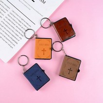 HOLYBIBLE 가죽 성경책 펜던트 목걸이 미니어쳐 납골당꾸미기 처 추모장식 FRANKLIN 키링 봉안당 미니 성서 열쇠 고리 실제 종이 읽기 가능 종교 기독교 십자가 홀더 자동, 1.Random 색상 1pc