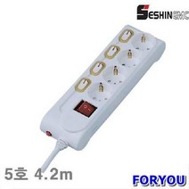Foryou25285 세신이엠씨 4구 절전형멀티탭 5호 4.2m 브리스타 1개 멀티 조명