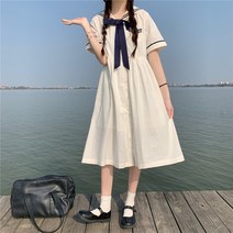 마린원피스 여성 여름옷 중학교 고등학교 얇은 학원 무드 반팔 2579258896