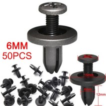 자동차범퍼고정핀 10 50pcs 자동차 6mm 구멍 플라스틱 리벳 패스너 푸시 클립, 50개 6mm