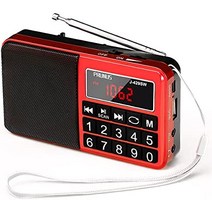 PRUNUS J-429SW 휴대용 라디오 소형 FM/AM(MW)/SW 대형 고무 버튼 및 노인용 디스플레이 디지털 라디오 AUX/SD/TF/MP3 스피커가 있는 소형 라디오 배터리 작동(빨간색)-25769, 푸른