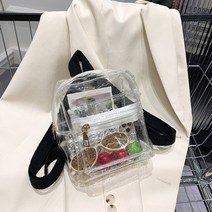 여자 여성 대 학생 직장인 가죽 캔버스 백팩 2022 투명 방수 pvc 십대 소녀 패션 bookbags