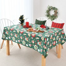 찬미디자인 크리스마스 성탄절 식탁보 테이블보, 4인용 직사각 150x110, X-mas. 부엉이 그린