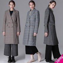 르오트 스프링 테더솔체크 더블버튼 울코트