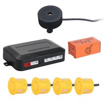 자동차 전방 감지 센서 CarPro 범용 4 개의 부저 12V 22mm 주차 키트 역방향 백업 레이더 사운드 경고 표시기 프로브 시스템 597EA 3, 06 yellow