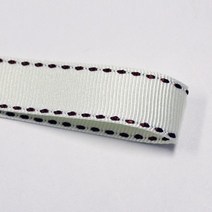 카네이션리본 선물포장리본 꽃포장리본 골지 스티치 리본 (폭 5mm 길이90m)(폭 10mm/15mm 길이 45m), 5(아이보리+브라운스티치), 15mm