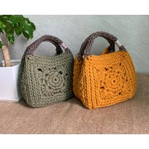 [DIY패키지]아이코드 핸들 모티브 토트백 가방뜨기 메이플라이크, 머스타드(사용색상), 데님블루, 영문