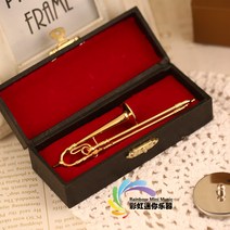 미니 황동 도금 트롬본 악기 모형 브로치 바람 모델 장식품 소년과 소녀 친구-58481, 02. 9cm 트롬본 [선물 투]