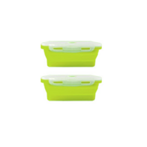 카페로메오 실리콘 밥팩 접이식 용기 반찬통 런치박스 (단품/세트), 04.그린 500ml 2개