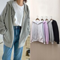 핑크홀릭 데일리 매트 2단쭈리 루즈핏 후드 집업 점퍼