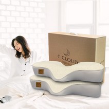 경추베개 1+1 씨클라우드 편안한 메모리폼 기능성경추목베개 c커브베개 목주름베개