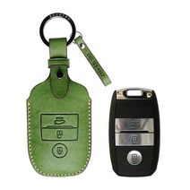 [에첼소] 기아 스마트키케이스 자동차키홀더 버전1, 미니스트랩 - 각인 두줄, K1-01(구형로고), 빈티지 애플그린