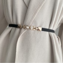 여성 원피스 진주 장식 고급 허리 벨트 스트랩 블랙