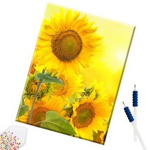 SHEXIU 3D 원형 보석십자수 캔버스액자 DIY 키트 50 x 40 cm, SX007  햇살 아래 해바라기x1세트