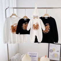 헬로우베베 빅사이즈 가족티 패밀리룩 돌촬영 기념일이벤트룩 브라운 곰돌이 남여공용 맨투맨티