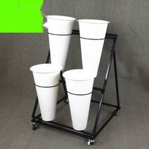 꽃집진열대 선반 철제 거치대 다이 받침대 베란다, 1단 2단 2단[흰통 4개 포함]검은색 선반