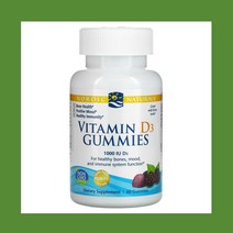 Nordic Naturals 노르딕내추럴스 비타민D3 1 000IU 60구미 콜레칼시페롤 타피오카 시럽 사탕수수설탕 푸마르산 Vitamin D3 Cholecalciferol
