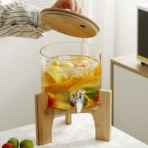 밀폐용기 생수 쥬스 냉음료디스펜서 수도꼭지 유리병, 2800ML+ 수도꼭지