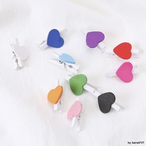 미니 하트 스카이블루 나무 집게 10p 사진집게, 상세페이지 참조