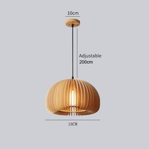 Japanese style Wood Art Pendant Light 2m length Adjustable Creativity Wooden study lamp Dining Room, 01 200cm   dia18cm