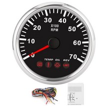 85mm 0 7000RPM 타코미터 게이지 오일 압력 온도 엔진 고장 경보 보트 바이크 오토바이 트럭 타코, [02] Silver Black