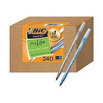 BIC PENS 잉크 펜의 대용량 팩 Bic Round Stic Xtra Life 볼펜 중간 지점 1 0mm 블랙 & 블루 펜 박스 콤보