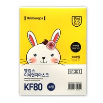웰킵스 미세먼지 황사마스크 KF80 8세~14세 소형 30매, 웰킵스 미세먼지황사마스크(KF80) 30매-소형