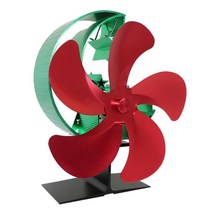 난로 무동력 팬 에코팬 팬히터 우드 스토브 팬 5 블레이드 열원 로그 버너 조용한 작동 비 전기 목재 벽난, 01 Red green