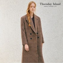 써스데이아일랜드 여성 체크 믹스 롱 코트 T208MCT239W
