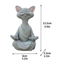 조각상 센스있는답례품 가게오픈선물 신혼집선물 기발한 행복한 고양이 수지 장식품 입상 명상 요가 소장용, 02 Grey_01 5.5 8 12.5cm S