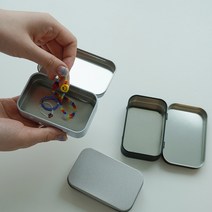 사각 무광 틴케이스 악세사리 비즈 보관함 보관통 박스 4종 [Matte Aluminum Tin Box Case Storage for Small Items 4 Options], M, 화이트(White)