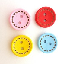 행복한다이세상 홈패션 미싱 재봉틀 수예 자수 퀼트 부자재 모음1., M-08. 스티치 원형 나무단추(4개)