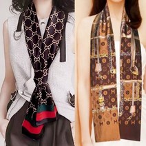 요즘 멋내기 실크 롱 슬림 트윌리 방도 여성 남성 스카프 머플러