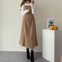 더핑크 / [더핑크] 두줄 스트랩 스웨이드 롱 원피스 (3color)