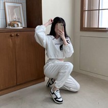 브이넥크롭면티 밴딩슬랙스 상하의세트 1113545