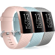 WEPro 이프로 Fitbit Charge 4 여성용 밴드 3 밴드용 손목 SE 스트랩 3팩 블랙 블루 그레이 라지 183848