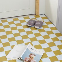 붙이는 접착식 셀프 바닥 타일 사무실 거실 현관 베란다 데코타일 체커보드(옐로우) 16P, 추가상품, 고정용 겔패드1장(30개)