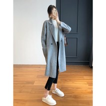 울 코트 여성 롱 핸드메이드코트